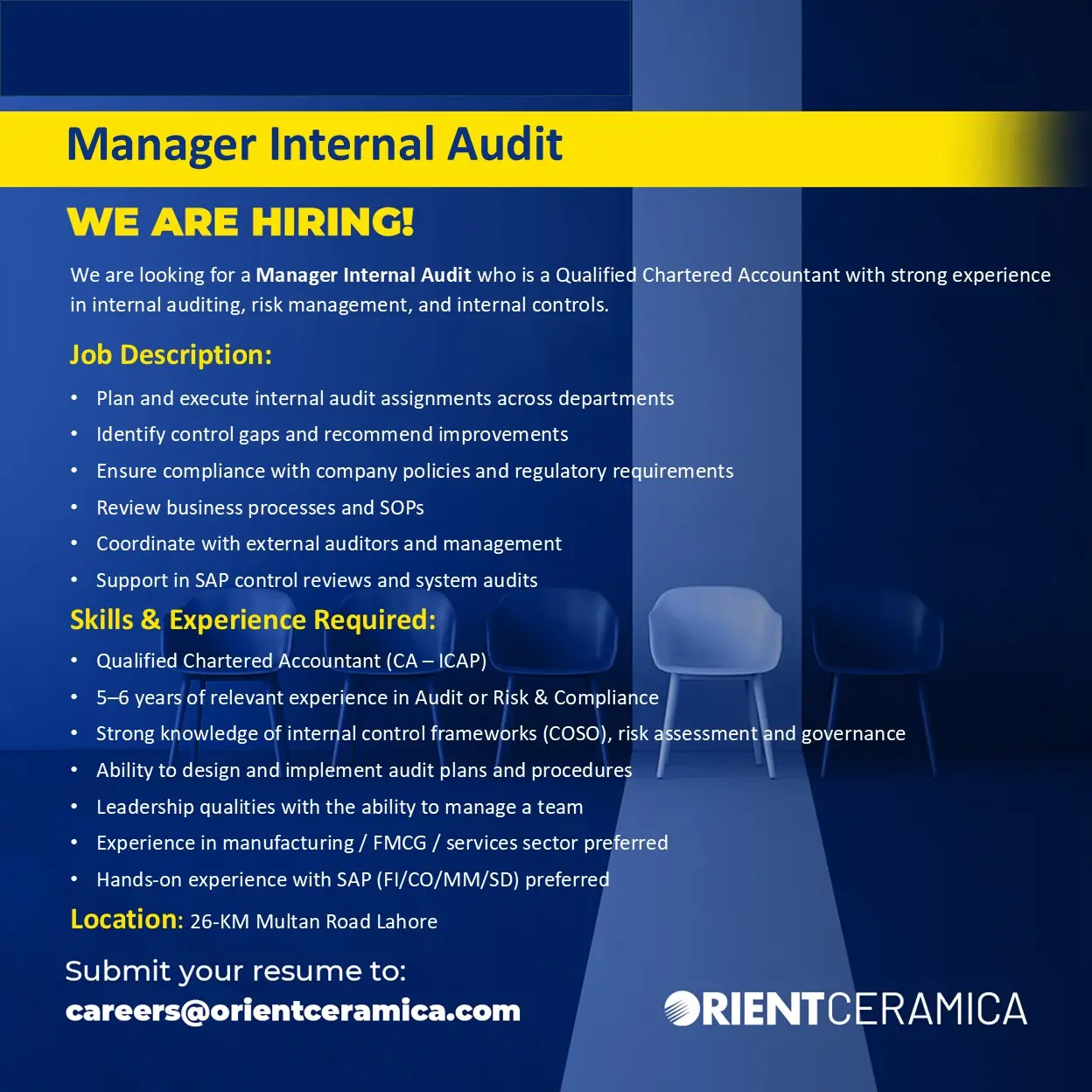 Manager Internal Audit job poster